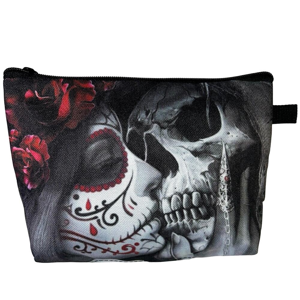 Dia de Los Muertos Day of the Dead Canvas Accessory Cosmetic Zipper Bag